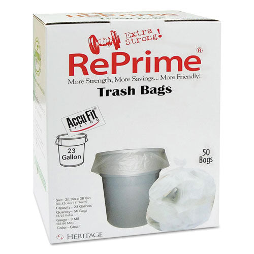 Image of AccuFit® H5645TC RC1 Linear Low Density Can Liners with AccuFit Sizing, 23 gal, 0.9 mil, 28" x 45", Clear, 50 Bags/Box, 6 Boxes/Carton