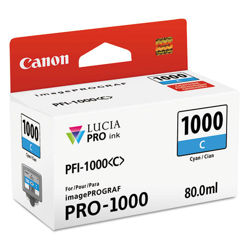 Image of Canon® 0547C002 0547c002 (pfi-1000) Lucia Pro Ink, Cyan