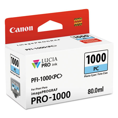 Image of Canon® 0550C002 0550c002 (pfi-1000) Lucia Pro Ink, Photo Cyan