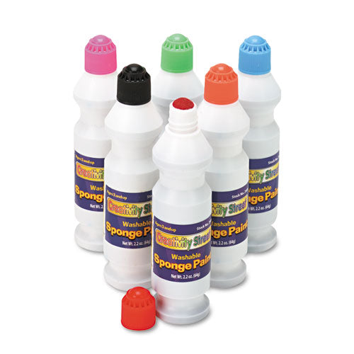 Image of Creativity Street® PAC2400 Sponge Paint Set, 6 Assorted Colors, 2.2 Oz Bottle, 6/pack
