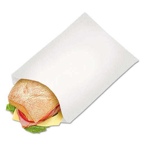 Image of Bagcraft 300422 Grease-Resistant Single-Serve Bags, 6.5" x 1" x 8", White, 2,000/Carton