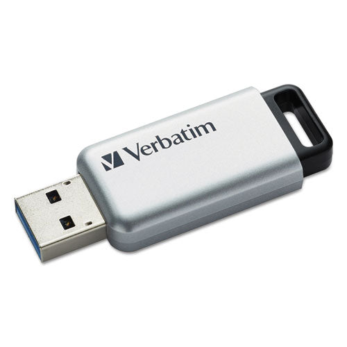 Image of Verbatim® 98666 Store 'n' Go Secure Pro Usb Flash Drive With Aes 256 Encryption, 64 Gb, Silver