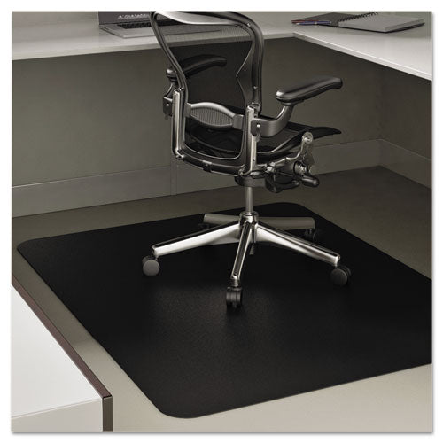 Image of deflecto® CM21242BLK EconoMat Non-Studded All Day Use Chair Mat for Hard Floors, Rectangular, 45" x 53", Black, Ships Flat