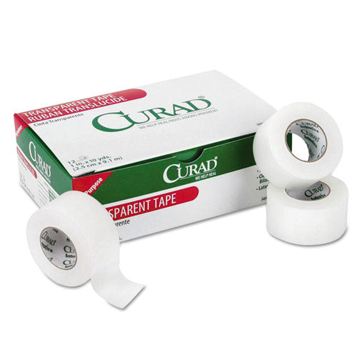 Image of Curad® NON270201 Transparent Surgical Tape, Heavy-Duty, Acrylic/Cloth, 1" x 10 yds, Matte Clear, 12/Pack