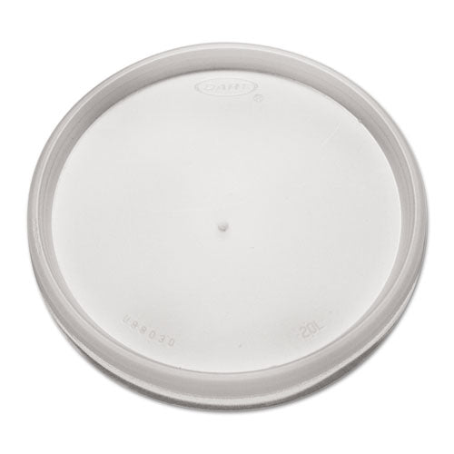 Image of Dart® 20JL Plastic Lids for Foam Cups, Bowls and Containers, Flat, Vented, Fits 6 oz to 32 oz, Translucent, 100/Pack, 10 Packs/Carton