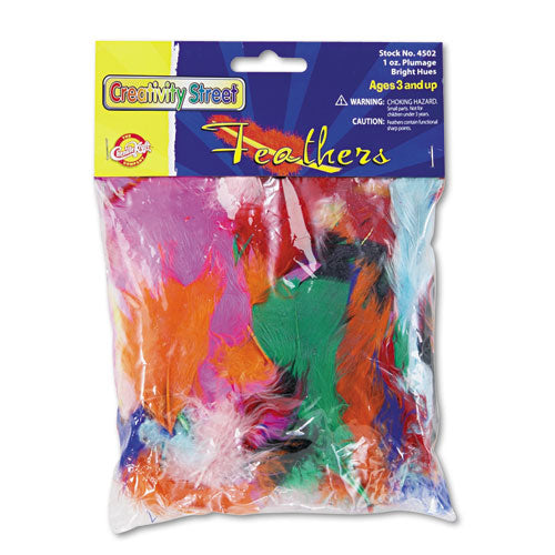 Image of Creativity Street® PAC4502 Chenille Kraft Bright Hues Feather Assortment, Natural Turkey Plumage, 1 Oz, Approximately 325/pack