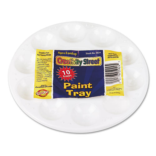 Image of Creativity Street® PAC5924 Round Plastic Paint Trays For Classroom, White, 10/pack