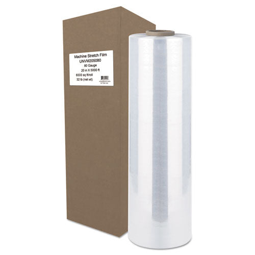 Image of UniversalÂ® Machine Stretch Film, 20" x 5,000 ft, 20.3 mic, (80-Gauge), Clear