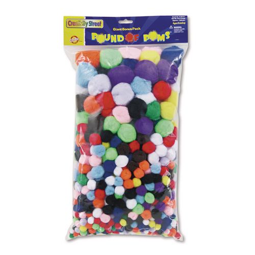 Image of Creativity Street® PAC8180-01 Pound Of Poms Giant Bonus Pack, Assorted Colors, 1,000/pack