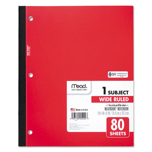 Image of Mead® 05222 Wireless Neatbook Notebook, 1-Subject, Wide/Legal Rule, Randomly Assorted Cover Color, (80) 10.5 x 8 Sheets