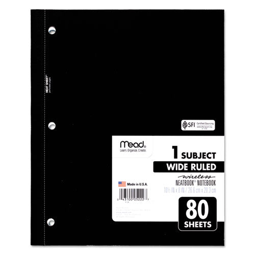 Image of Mead® 05222 Wireless Neatbook Notebook, 1-Subject, Wide/Legal Rule, Randomly Assorted Cover Color, (80) 10.5 x 8 Sheets