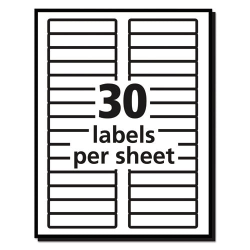 Image of Avery® 05066 Permanent TrueBlock File Folder Labels with Sure Feed Technology, 0.66: x 3.44", White, 30/Sheet, 50 Sheets/Box