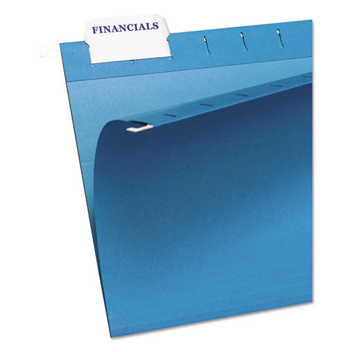 Image of Avery® 05567 Laser Printable Hanging File Tabs, 1/5-Cut, White, 2.06" Wide, 90/Pack