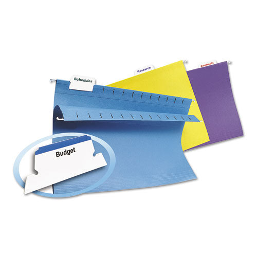 Image of Avery® 05567 Laser Printable Hanging File Tabs, 1/5-Cut, White, 2.06" Wide, 90/Pack