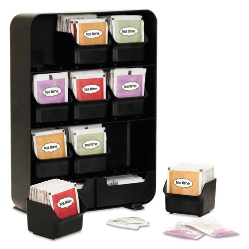 Image of Mind Reader TBORG-BLK Baggy Nine-Drawer Tea Bag and Accessory Holder, 10.24 x 4.33 x 13.11, Black