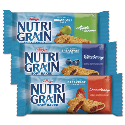 Image of Kellogg's® KEE05872 Nutri-Grain Soft Baked Breakfast Bars, Asstd: Apple, Blueberry, Strawberry, 1.3 Oz Bar, 48/carton
