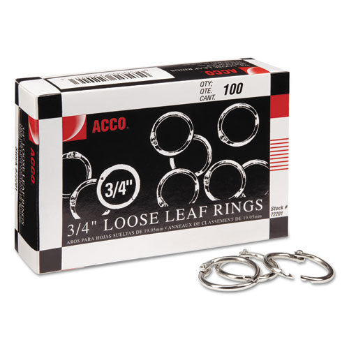 Image of ACCO A7072201A Metal Book Rings, 0.75" Diameter, 100/Box