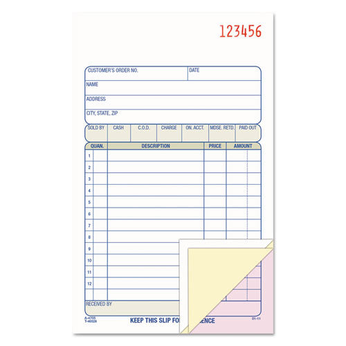 Image of Adams® TC4705 Multipart Sales Order Pad, Three-Part Carbonless, 4.19 x 6.69, 50 Forms Total