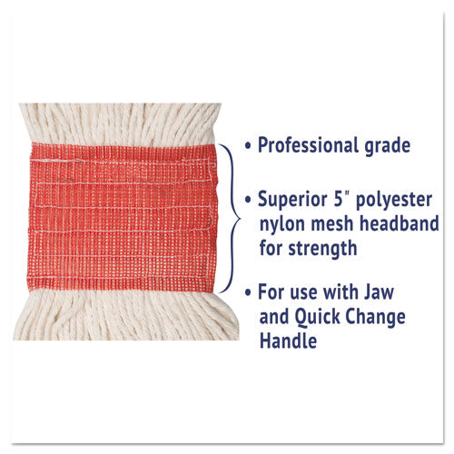 Image of Boardwalk® BWK503WHCT Super Loop Wet Mop Head, Cotton/synthetic Fiber, 5" Headband, Large Size, White, 12/carton
