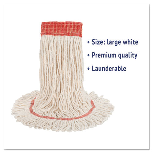 Image of Boardwalk® BWK503WHEA Super Loop Wet Mop Head, Cotton/synthetic Fiber, 5" Headband, Large Size, White