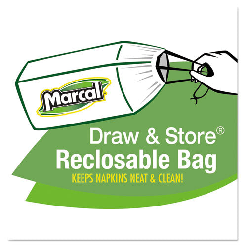 Image of Marcal® 6506 100% Recycled Luncheon Napkins, 1 Ply, 11.4 x 12.5, White, 400/Pack, 6 Packs/Carton