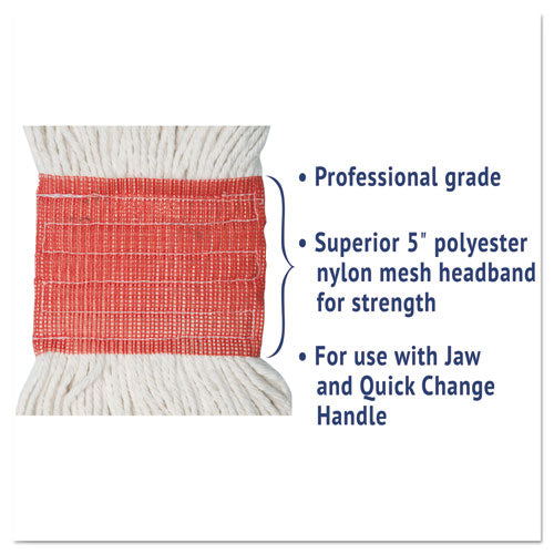 Image of Boardwalk® BWK503WHEA Super Loop Wet Mop Head, Cotton/synthetic Fiber, 5" Headband, Large Size, White