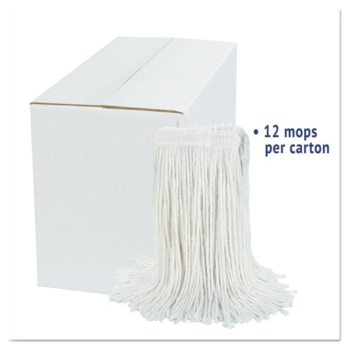Image of Boardwalk® BWK2024RCT Cut-End Wet Mop Head, Rayon, #24, White, 12/Carton