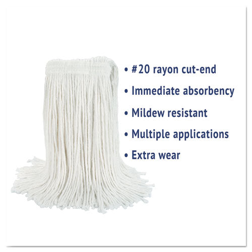 Image of Boardwalk® BWK2020REA Cut-End Wet Mop Head, Rayon, #20, White