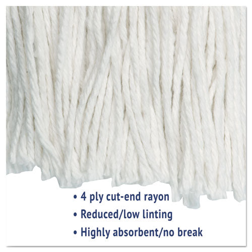 Image of Boardwalk® BWK2024RCT Cut-End Wet Mop Head, Rayon, #24, White, 12/Carton