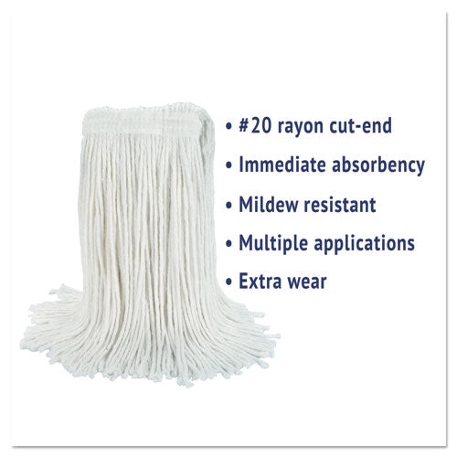 Image of Boardwalk® BWK2020RCT Cut-End Wet Mop Head, Rayon, #20, White, 12/Carton