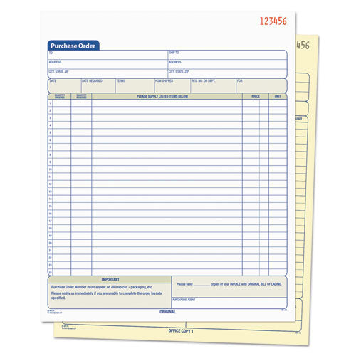 Image of TOPS 46146 Purchase Order Book, 22 Lines, Two-Part Carbonless, 8.38 x 10.19, 50 Forms Total