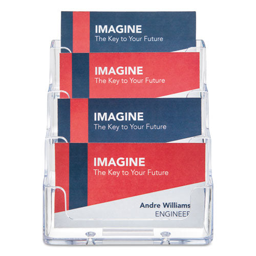 Image of deflectoÂ® 4-Pocket Business Card Holder, Holds 200 Cards, 3.94 X 3.5 X 3.75, Plastic, Clear
