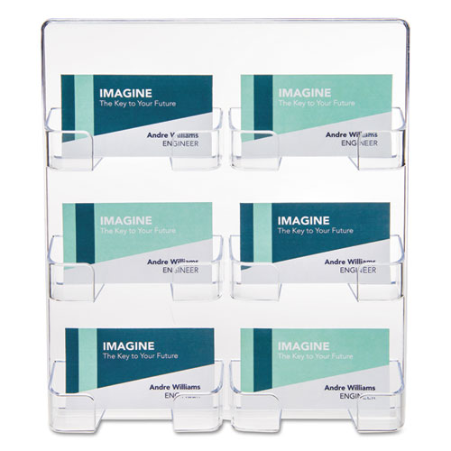 Image of deflecto® 70601 6-Pocket Business Card Holder, Holds 480 Cards, 8.5 X 1.63 X 9.75, Plastic, Clear