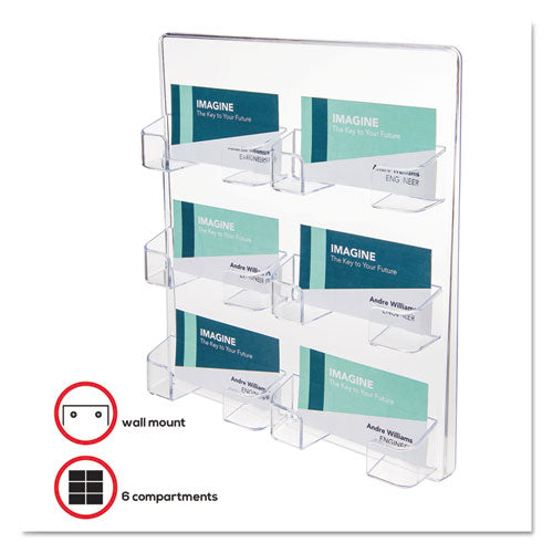 Image of deflecto® 70601 6-Pocket Business Card Holder, Holds 480 Cards, 8.5 X 1.63 X 9.75, Plastic, Clear