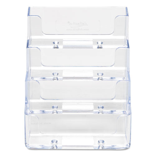 Image of deflectoÂ® 4-Pocket Business Card Holder, Holds 200 Cards, 3.94 X 3.5 X 3.75, Plastic, Clear
