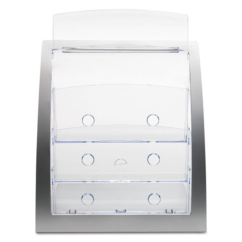 Image of deflecto® 693745 3-Tier Literature Holder, Leaflet Size, 11.25w X 6.94d X 13.31h, Silver