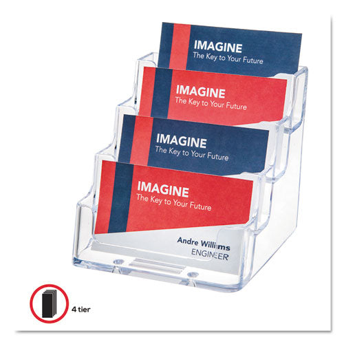 Image of deflectoÂ® 4-Pocket Business Card Holder, Holds 200 Cards, 3.94 X 3.5 X 3.75, Plastic, Clear