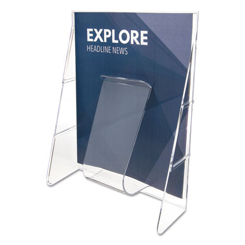 Image of deflecto® 55501 Stand-Tall Wall-Mount Literature Rack, Magazine, 9.13w X 3.25d X 11.88h, Clear