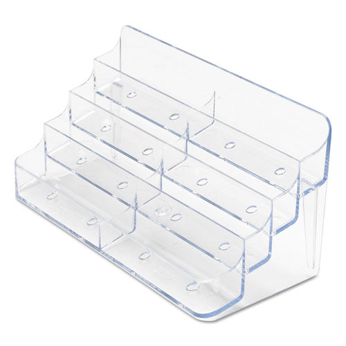 Image of deflecto® 70801 8-Pocket Business Card Holder, Holds 400 Cards, 7.78 X 3.5 X 3.38, Plastic, Clear
