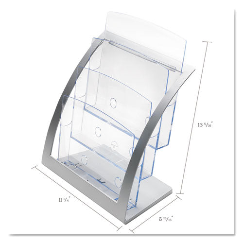 Image of deflecto® 693745 3-Tier Literature Holder, Leaflet Size, 11.25w X 6.94d X 13.31h, Silver