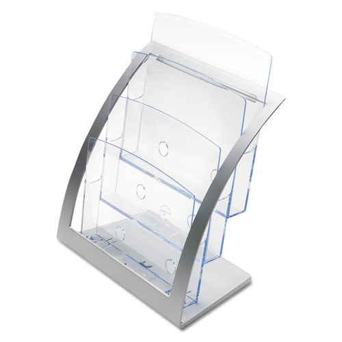 Image of deflecto® 693745 3-Tier Literature Holder, Leaflet Size, 11.25w X 6.94d X 13.31h, Silver
