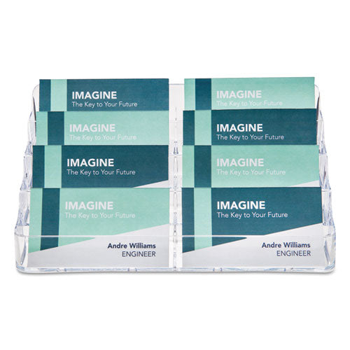 Image of deflecto® 70801 8-Pocket Business Card Holder, Holds 400 Cards, 7.78 X 3.5 X 3.38, Plastic, Clear