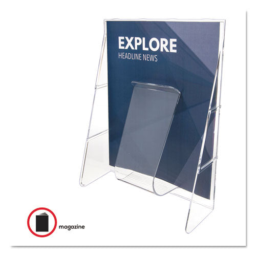 Image of deflecto® 55501 Stand-Tall Wall-Mount Literature Rack, Magazine, 9.13w X 3.25d X 11.88h, Clear