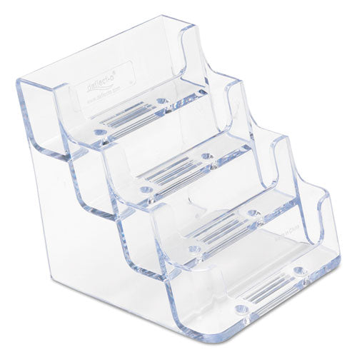 Image of deflectoÂ® 4-Pocket Business Card Holder, Holds 200 Cards, 3.94 X 3.5 X 3.75, Plastic, Clear