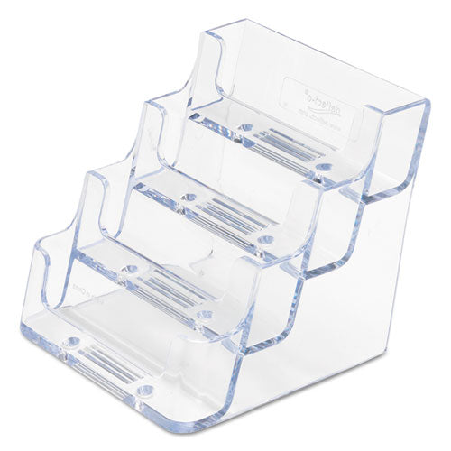 Image of deflectoÂ® 4-Pocket Business Card Holder, Holds 200 Cards, 3.94 X 3.5 X 3.75, Plastic, Clear