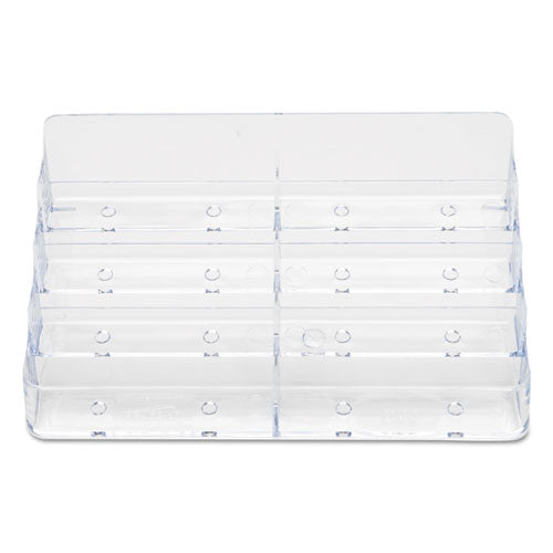 Image of deflecto® 70801 8-Pocket Business Card Holder, Holds 400 Cards, 7.78 X 3.5 X 3.38, Plastic, Clear