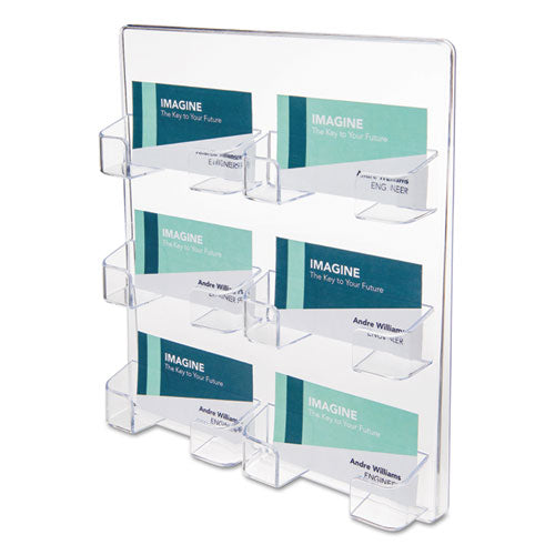 Image of deflecto® 70601 6-Pocket Business Card Holder, Holds 480 Cards, 8.5 X 1.63 X 9.75, Plastic, Clear