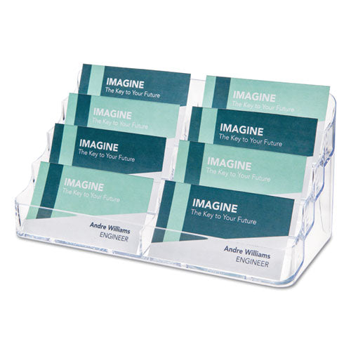 Image of deflecto® 70801 8-Pocket Business Card Holder, Holds 400 Cards, 7.78 X 3.5 X 3.38, Plastic, Clear