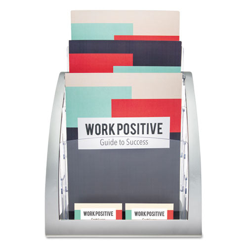 Image of deflecto® 693745 3-Tier Literature Holder, Leaflet Size, 11.25w X 6.94d X 13.31h, Silver