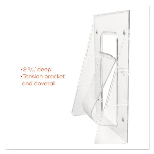 Image of deflecto® 55501 Stand-Tall Wall-Mount Literature Rack, Magazine, 9.13w X 3.25d X 11.88h, Clear